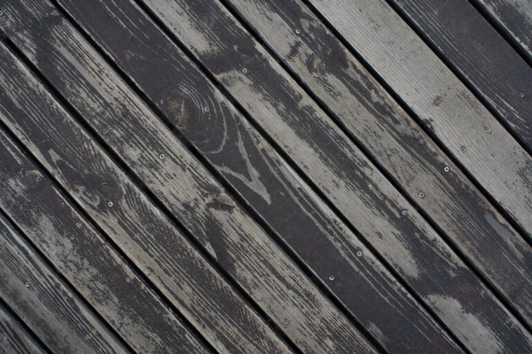 Homeowner and professional worker discussing the condition of a wooden backyard deck before cleaning.